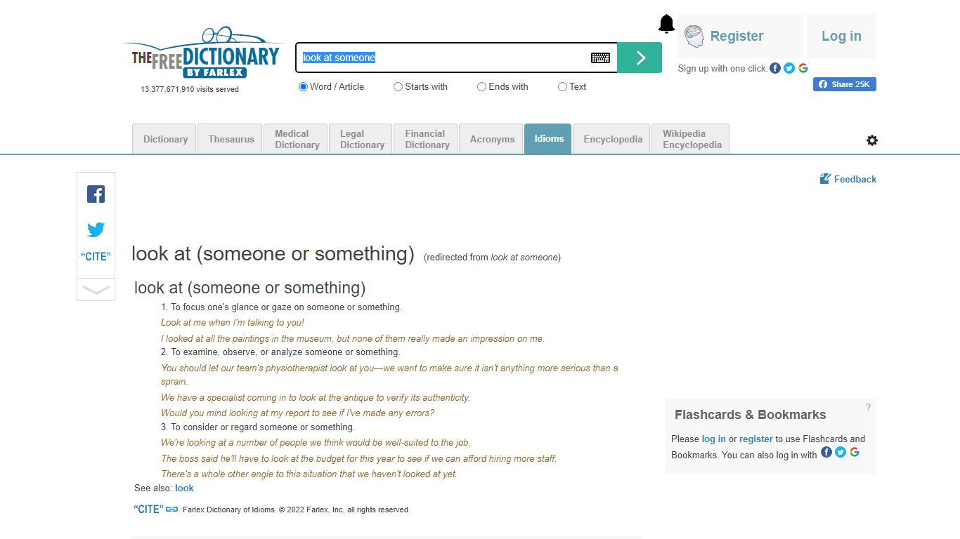 Look at someone - Idioms by The Free Dictionary